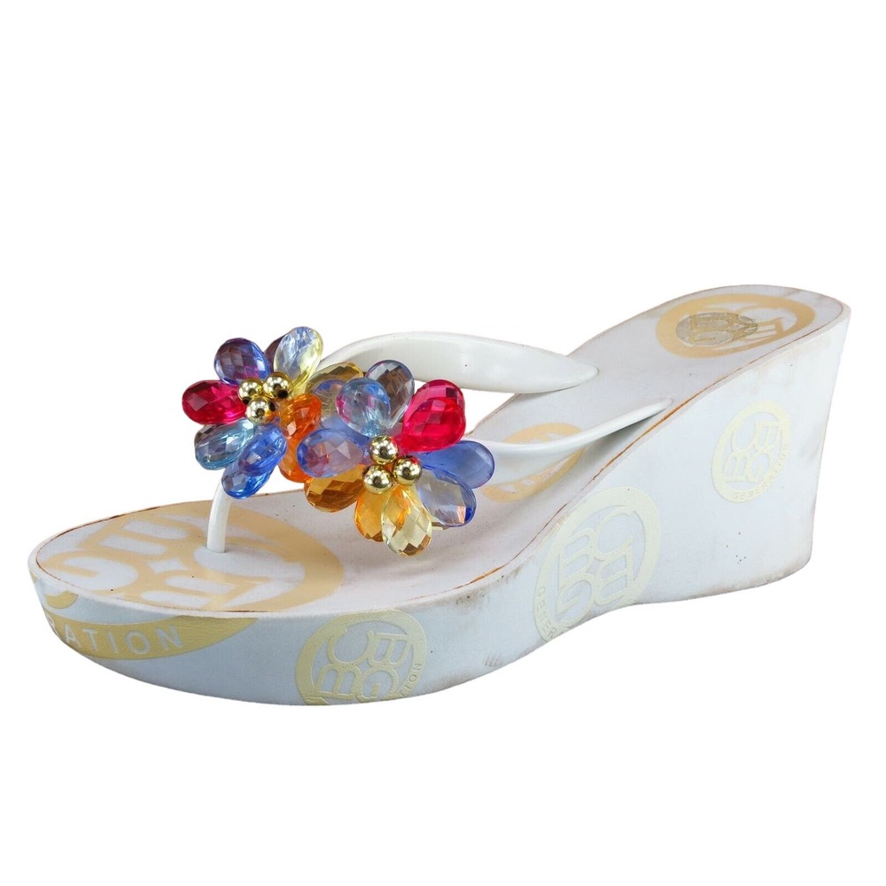 BCBGeneration Size 9 M White‎ Open Toe Wedge Synthetic Women